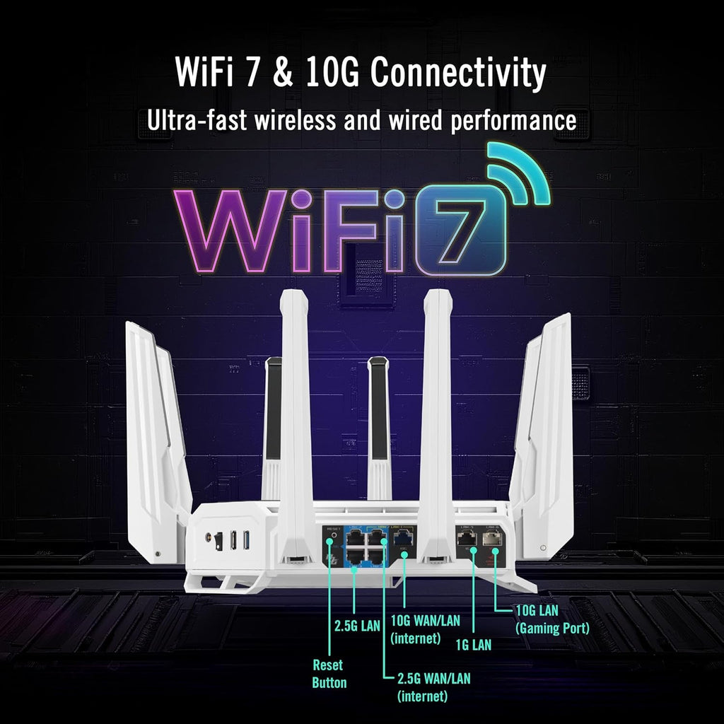 ASUS GT-BE19000AI Tri-Band Wifi 7 AI Gaming Router - 10G, Game Boost - fmtshop.net