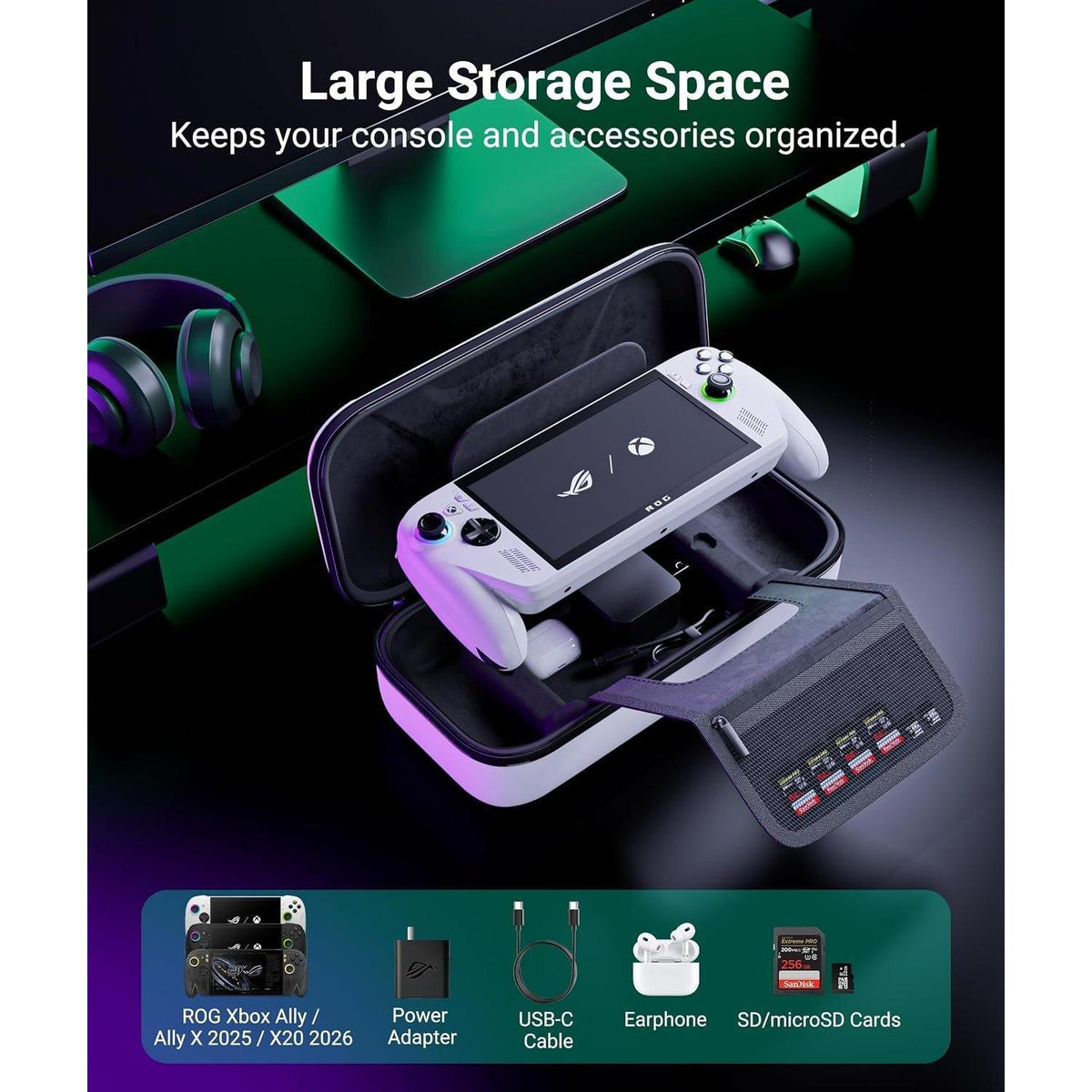 Carrying Case for ROG Xbox Ally/Ally X /X20 with Foldable Stand - fmtshop.net