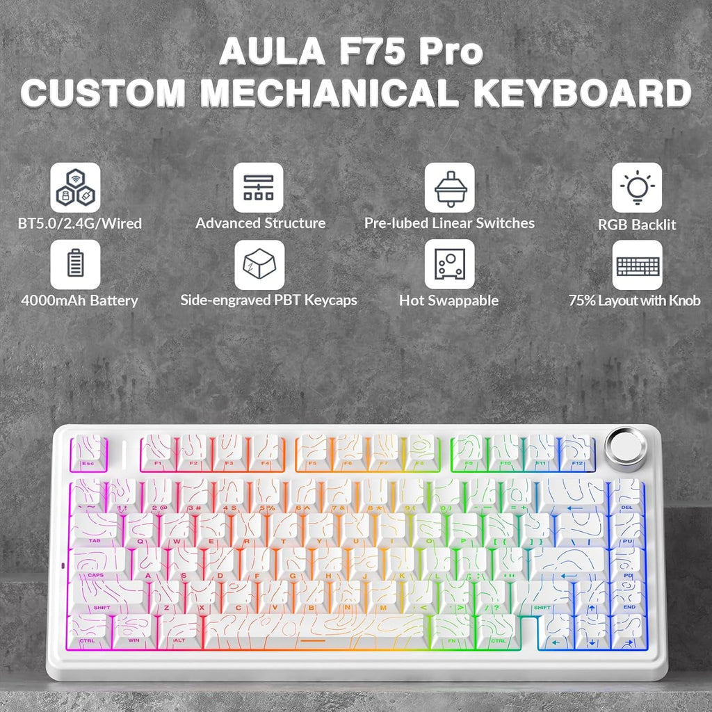 F75 Pro Wireless Gaming Keyboard - Hot Swappable, RGB Backlit, Creamy Sound - fmtshop.net
