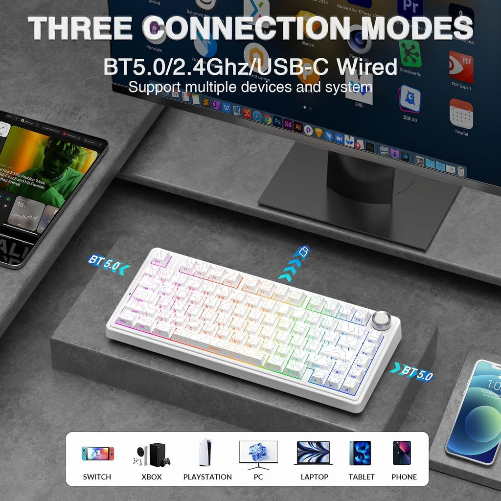 F75 Pro Wireless Gaming Keyboard - Hot Swappable, RGB Backlit, Creamy Sound - fmtshop.net