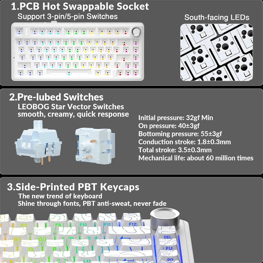 F75 Pro Wireless Gaming Keyboard - Hot Swappable, RGB Backlit, Creamy Sound - fmtshop.net