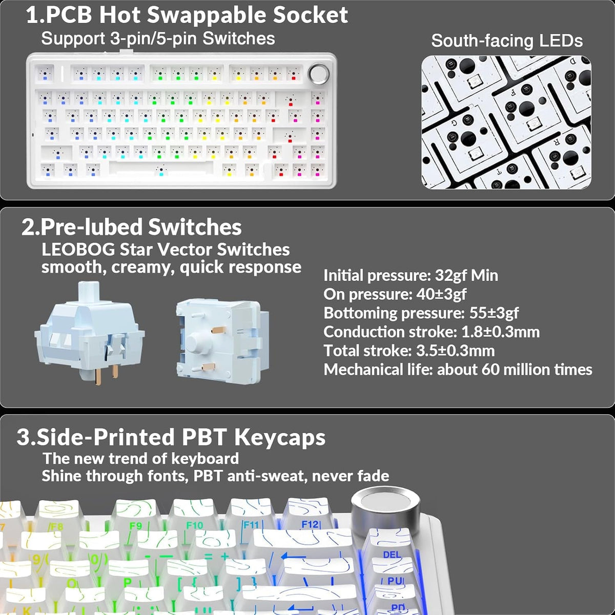F75 Pro Wireless Gaming Keyboard - Hot Swappable, RGB Backlit, Creamy Sound - fmtshop.net