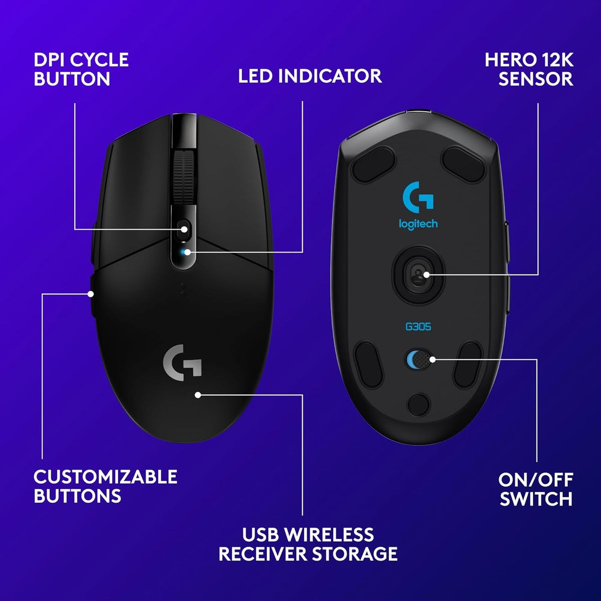 Logitech G305 Lightspeed Wireless Gaming Mouse - Black - fmtshop.net