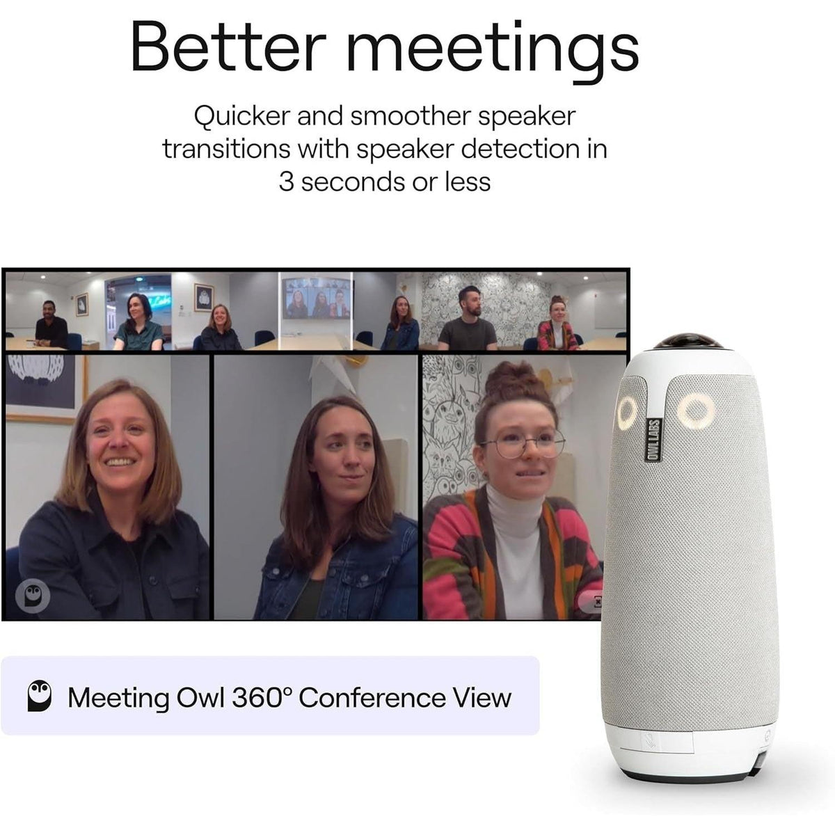AI-Powered Meeting Owl 3 - 360° Camera, Crystal-Clear Audio, Certified for Microsoft Teams, Zoom, Google Meet - fmtshop.net