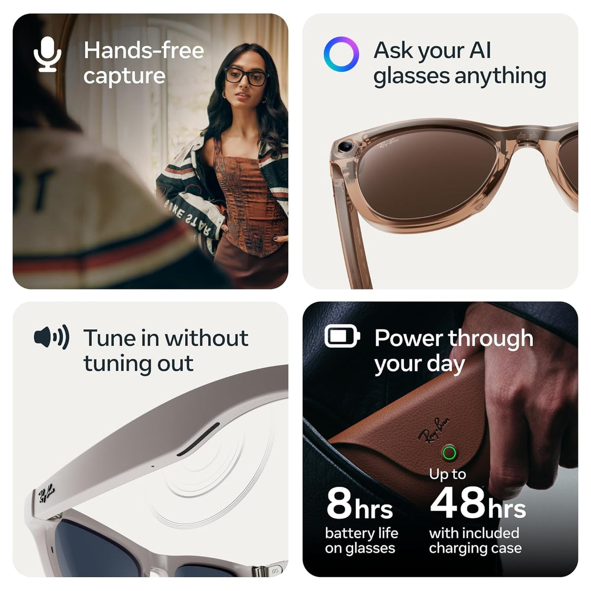 Meta Ray-Ban (Gen 2) Wayfarer Smart AI Glasses, Matte Black, Clear Lenses - fmtshop.net