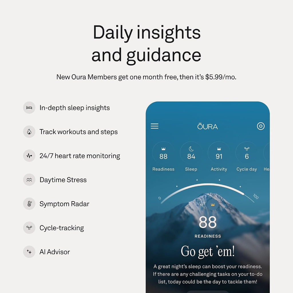Oura Ring 5 Smart Ring - Gold - Size 9 - Fitness & Sleep Tracker - fmtshop.net