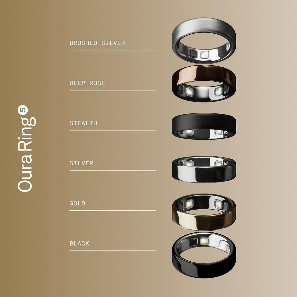 Oura Ring 5 Smart Ring - Gold - Size 9 - Fitness & Sleep Tracker - fmtshop.net