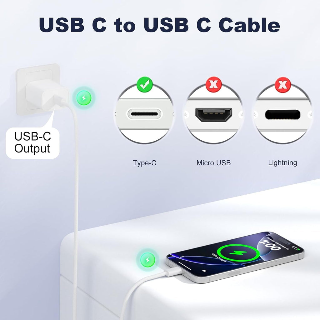 USB C to USB C Cable 3FT 2 Pack, Nylon 60W Iphone 17 Charger Cord - fmtshop.net