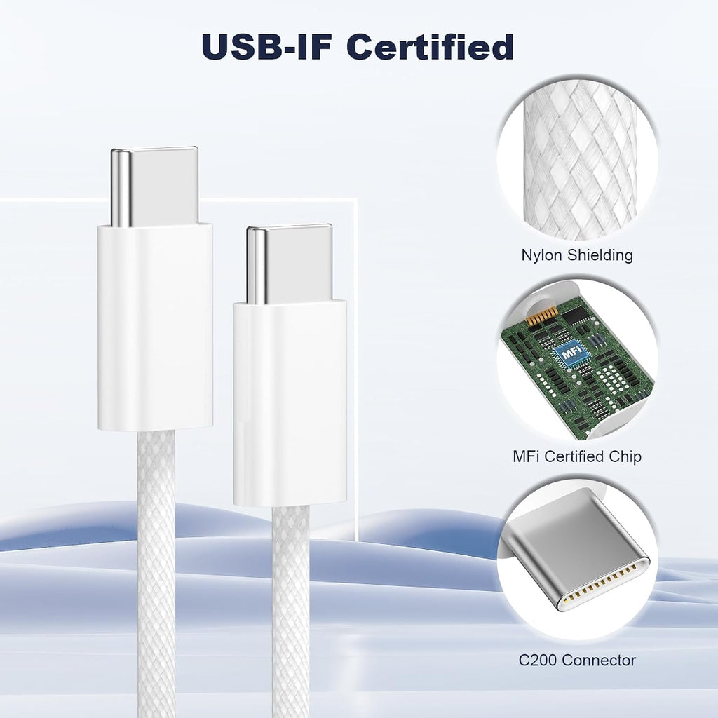 USB C to USB C Cable 3FT 2 Pack, Nylon 60W Iphone 17 Charger Cord - fmtshop.net