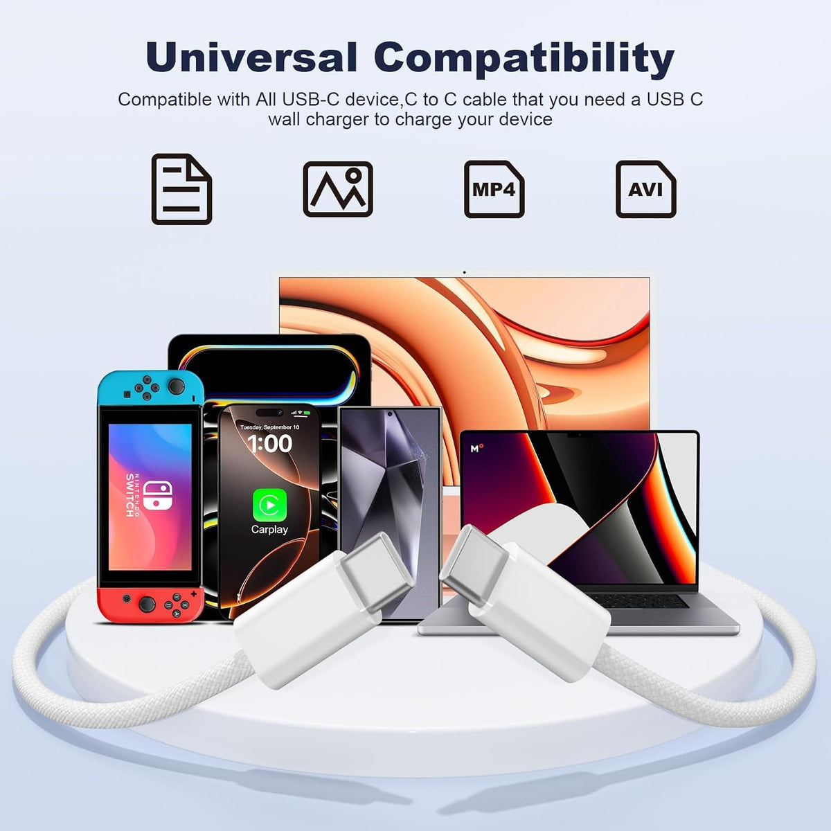 USB C to USB C Cable 3FT 2 Pack, Nylon 60W Iphone 17 Charger Cord - fmtshop.net
