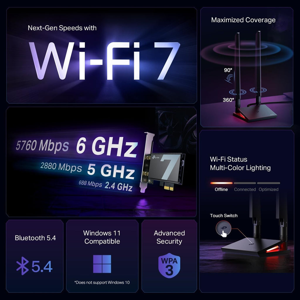 Wifi 7 BE9300 Pcie Wifi Card for Desktop PC| Tri-Band Network Card - fmtshop.net